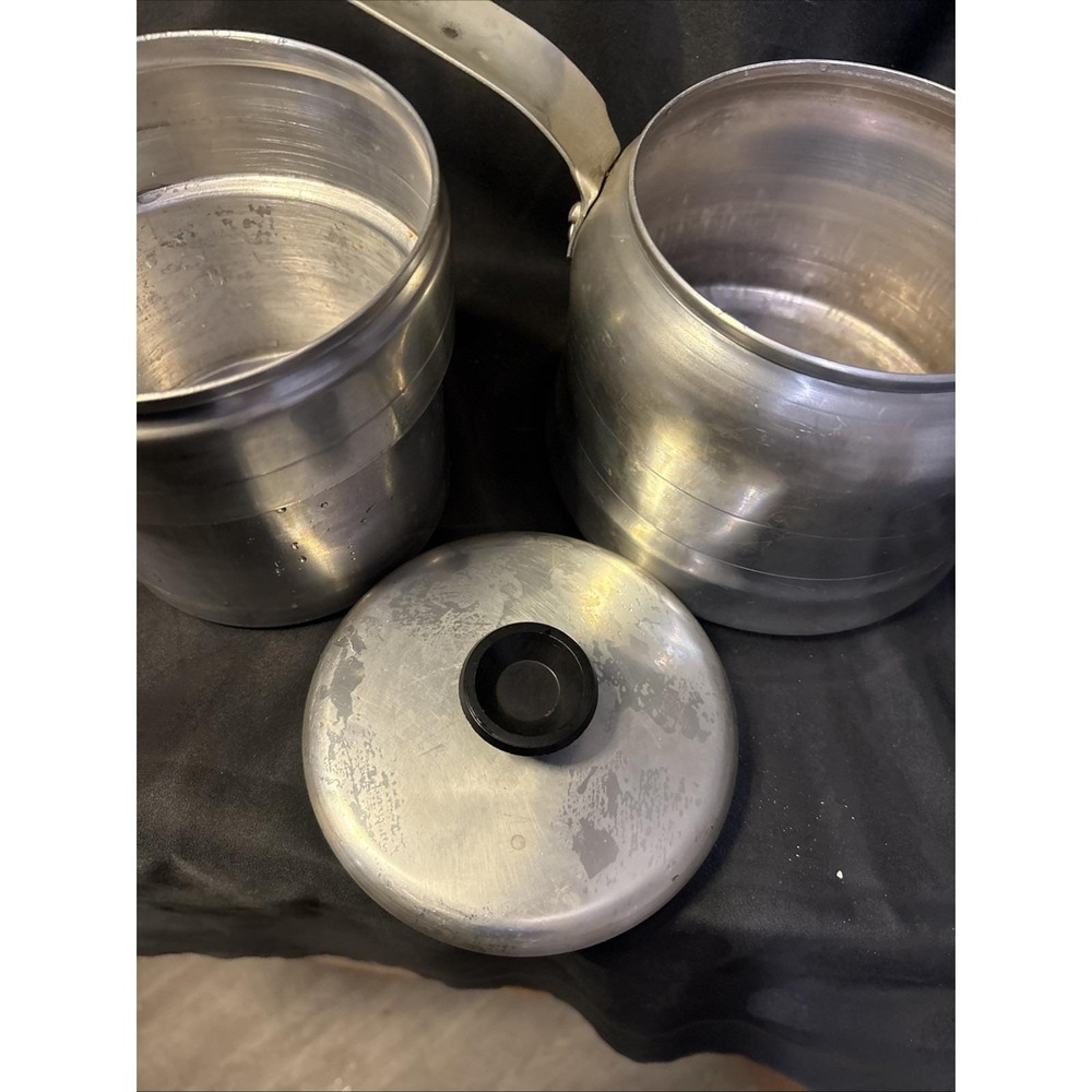 Comet Aluminum Camping Double Boiler Pot With Lid 1 Quart Made In USA
